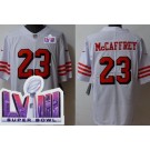Men's San Francisco 49ers #23 Christian McCaffrey Limited White Throwback LVIII Super Bowl Vapor Jersey