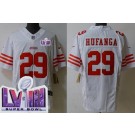 Men's San Francisco 49ers #29 Talanoa Hufanga Limited White FUSE LVIII Super Bowl Vapor Jersey