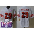 Men's San Francisco 49ers #29 Talanoa Hufanga Limited White Throwback FUSE LVIII Super Bowl Vapor Jersey