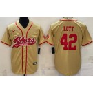 Men's San Francisco 49ers #42 Ronnie Lott Limited Gold Baseball Jersey