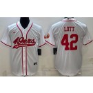Men's San Francisco 49ers #42 Ronnie Lott Limited White Baseball Jersey