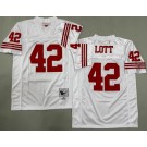 Men's San Francisco 49ers #42 Ronnie Lott White 1990 Throwback Jersey