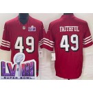 Men's San Francisco 49ers #49 Faithful Limited Red Throwback FUSE LVIII Super Bowl Vapor Jersey