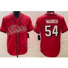 Men's San Francisco 49ers #54 Fred Warner Limited Red Throwback Baseball Jersey