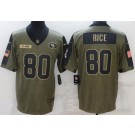 Men's San Francisco 49ers #80 Jerry Rice Limited Olive 2021 Salute To Service Jersey