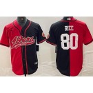 Men's San Francisco 49ers #80 Jerry Rice Limited Red Black Split Baseball Jersey