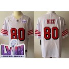 Men's San Francisco 49ers #80 Jerry Rice Limited White Throwback LVIII Super Bowl Vapor Jersey