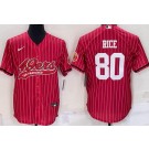 Men's San Francisco 49ers #80 Jerry Rice Red Stripes Baseball Jersey