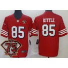 Men's San Francisco 49ers #85 George Kittle Limited Red 75th Anniversary Alternate Vapor Jersey