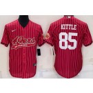 Men's San Francisco 49ers #85 George Kittle Red Stripes Baseball Jersey