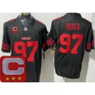 Men's San Francisco 49ers #97 Nick Bosa Limited Black 2025 Captain Patch FUSE Vapor Jersey