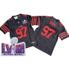 Men's San Francisco 49ers #97 Nick Bosa Limited Black FUSE LVIII Super Bowl Vapor Jersey