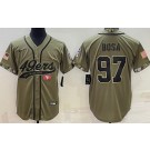 Men's San Francisco 49ers #97 Nick Bosa Limited Olive 2022 Salute To Service Baseball Jersey