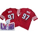 Men's San Francisco 49ers #97 Nick Bosa Limited Red Throwback FUSE LVIII Super Bowl Vapor Jersey