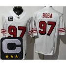 Men's San Francisco 49ers #97 Nick Bosa Limited White Alternate 2025 Captain Patch FUSE Vapor Jersey