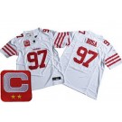 Men's San Francisco 49ers #97 Nick Bosa Limited White C Patch FUSE Vapor Jersey
