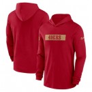 Men's San Francisco 49ers Red Sideline Hoodie Performance Long Sleeve T Shirt