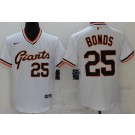 Men's San Francisco Giants #25 Barry Bonds White Throwback Cool Base Jersey