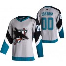 Men's San Jose Sharks Customized Gray 2021 Reverse Retro Authentic Jersey