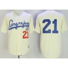 Men's Santurce Crabbers #21 Roberto Clemente Cream Baseball Jersey