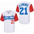 Men's Santurce Crabbers #21 Roberto Clemente White Red Baseball Jersey
