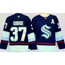 Men's Seattle Kraken #37 Yanni Gourde Navy Authentic Jersey