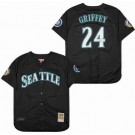 Men's Seattle Mariners #24 Ken Griffey Black 2016 Throwback Jersey