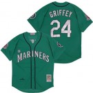 Men's Seattle Mariners #24 Ken Griffey Green 1995 Throwback Jersey