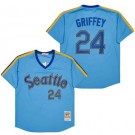 Men's Seattle Mariners #24 Ken Griffey Light Blue Throwback Jersey