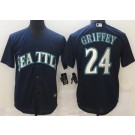 Men's Seattle Mariners #24 Ken Griffey Navy Cool Base Jersey