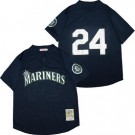 Men's Seattle Mariners #24 Ken Griffey Navy Throwback Mesh Jersey