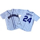 Men's Seattle Mariners #24 Ken Griffey White Cooperstown Collection Jersey