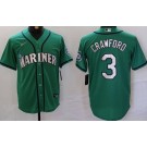 Men's Seattle Mariners #3 JP Crawford Green Team Logo Cool Base Jersey