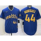Men's Seattle Mariners #44 Julio Rodriguez Blue 2023 City Player Number Cool Base Jersey