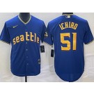 Men's Seattle Mariners #51 Ichiro Suzuki Blue 2023 City Cool Base Jersey