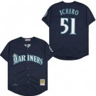 Men's Seattle Mariners #51 Ichiro Suzuki Navy 2001 Throwback Jersey