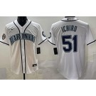 Men's Seattle Mariners #51 Ichiro Suzuki White Hall of Fame Cool Base Jersey