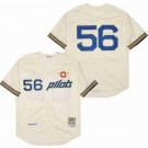 Men's Seattle Pilots #56 Jim Bouton Cream 1969 Throwback Jersey