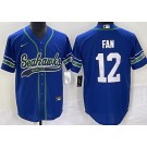 Men's Seattle Seahawks #12 Fan Limited Blue Throwback Baseball Jersey
