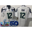 Men's Seattle Seahawks #12 Fan Limited White 50th LX FUSE Vapor Jersey
