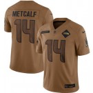 Men's Seattle Seahawks #14 DK Metcalf Limited Brown 2023 Salute To Service Jersey