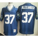 Men's Seattle Seahawks #37 Shaun Alexander Navy Throwback Jersey
