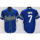 Men's Seattle Seahawks #7 Geno Smith Limited Blue Throwback Baseball Jersey
