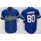 Men's Seattle Seahawks #80 Steve Largent Limited Blue Throwback Baseball Jersey