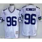 Men's Seattle Seahawks #96 Cortez Kennedy White Throwback Jersey