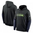 Men's Seattle Seahawks Black Color Block Fleece Performance Pullover Hoodie