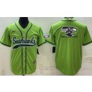 Men's Seattle Seahawks Blank Limited Green Team Logo Baseball Jersey