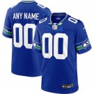 Men's Seattle Seahawks Customized Limited Steel Blue Throwback Vapor Jersey