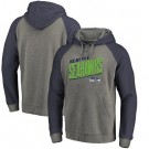 Men's Seattle Seahawks Gray Slant Strike Tri Blend Raglan Pullover Hoodie