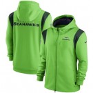 Men's Seattle Seahawks Green Navy Performance Sideline Lockup Full Zip Hoodie